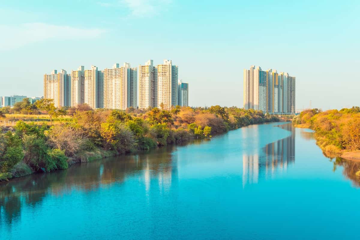 Pune skyline across the water