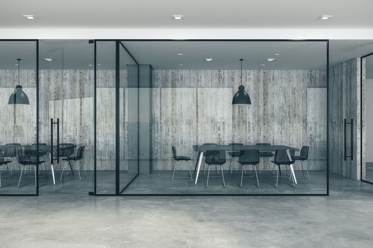 A glass-walled office
