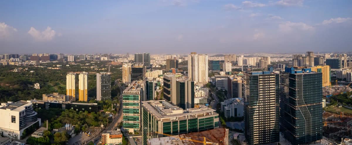 An aerial view of the financial district in Hyderabad