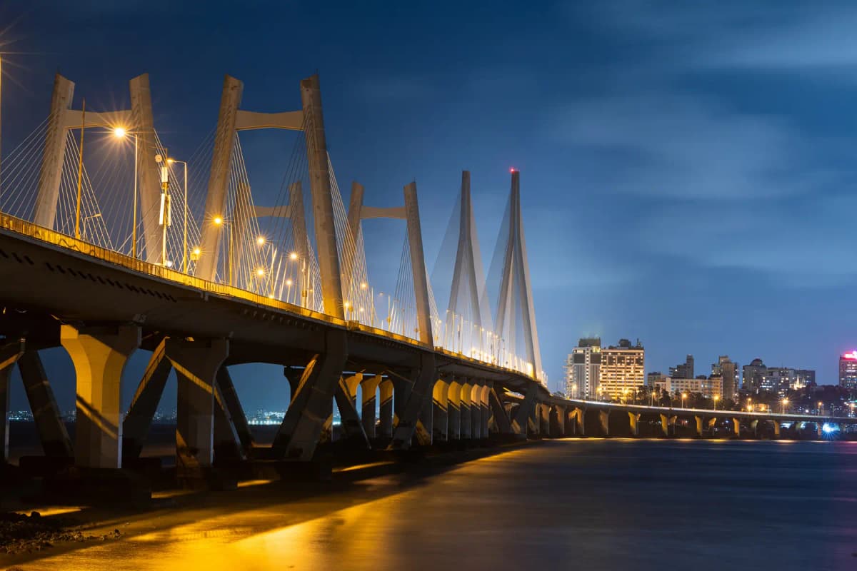 The Bandra–Worli Sea Link in Mumbai at night